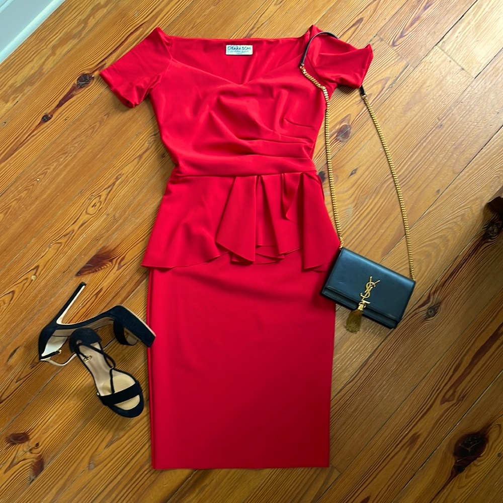 Chiara Boni La Petit Robe Red Peplum Dress